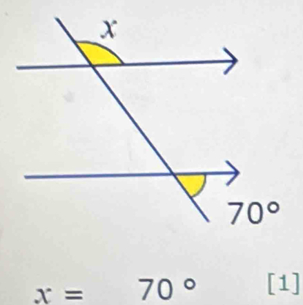 x=70° [1]