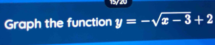 15/20 
Graph the function y=-sqrt(x-3)+2