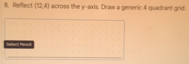 Reflect (12,4) across the y-axis. Draw a generic 4 quadrant grid. 
Select Pencil