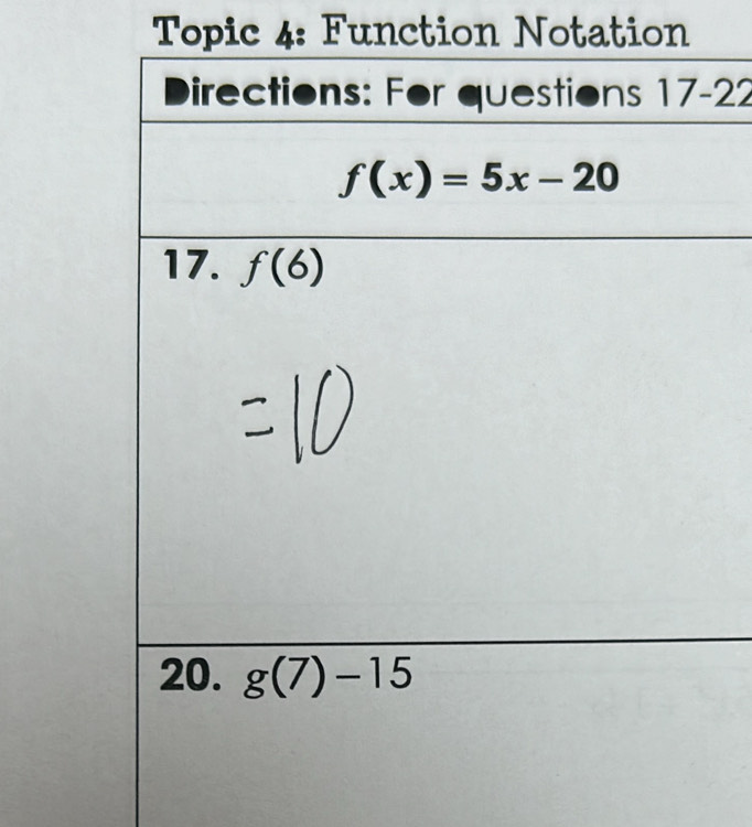 Topic 4: Function Notation
22