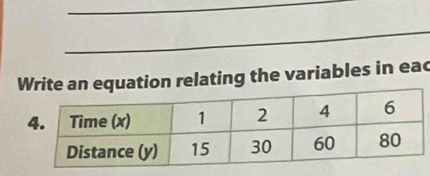 Wion relating the variables in eac