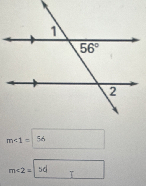 m<1= 56
m<2= 56