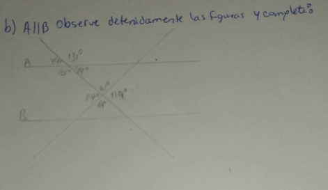 Aparallel B observe detenidamente las fguras y completeo