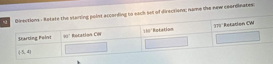 et of directions; name the new coordinates: