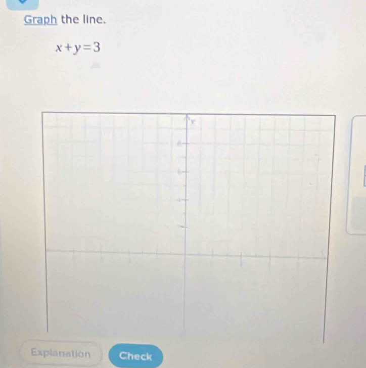 Graph the line.
x+y=3
Explanation Check