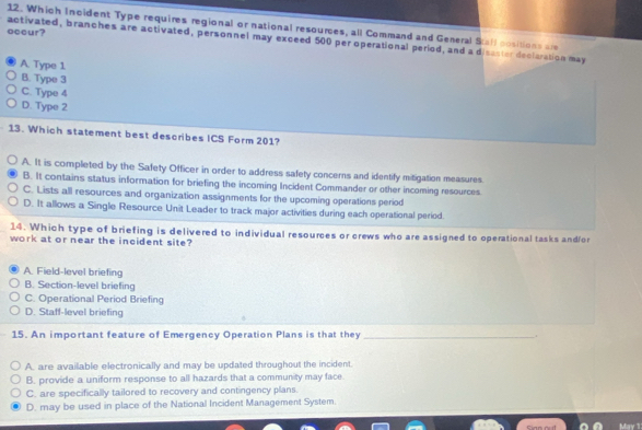 Solved: Which Incident Type requires regional or national resources ...