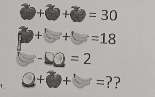 + + =30
+ + =18
=2 
1. bigcirc + + ? ? 
_ 