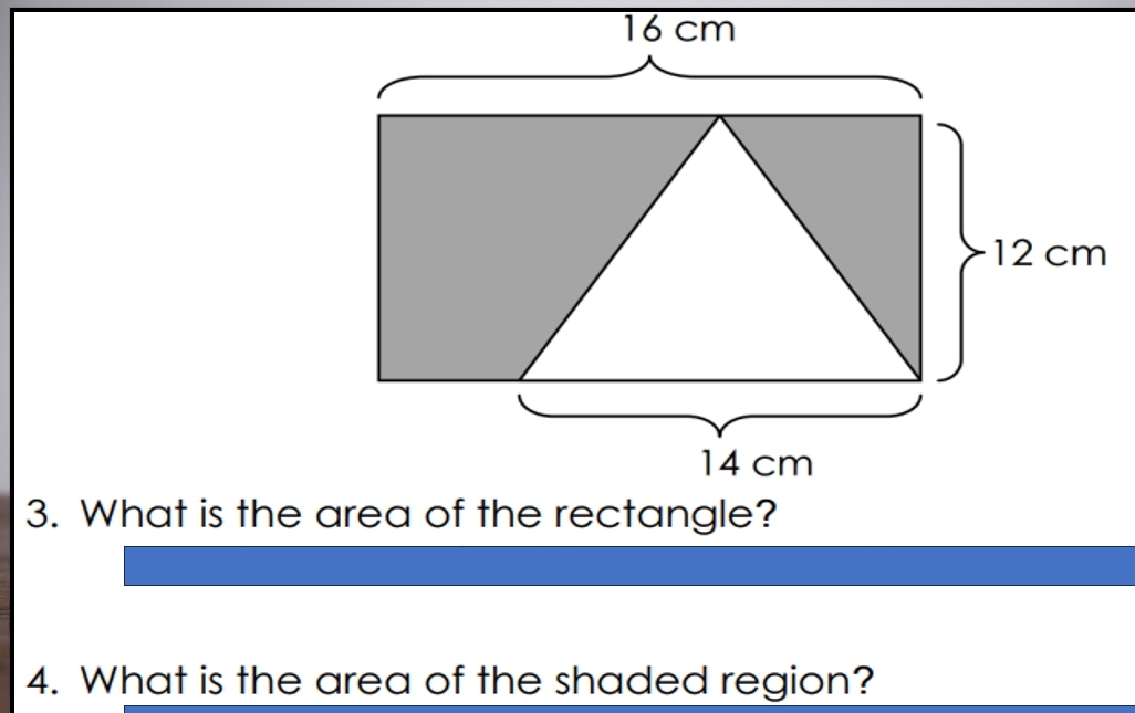 What is the area of the shaded region?