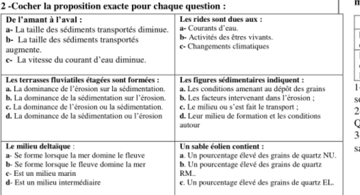 2 -Cocher la proposition exacte pour chaque question :
D
a
b
a
c
L1
a
bS
e2
d
C
3

S
a
b
c
d