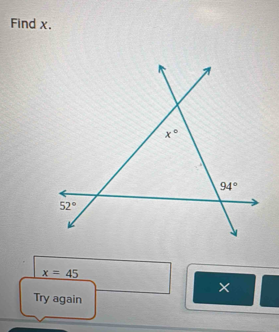 Find x.
x=45
×
Try again