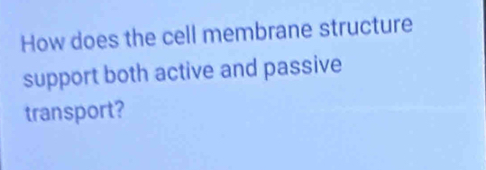 How does the cell membrane structure 
support both active and passive 
transport?