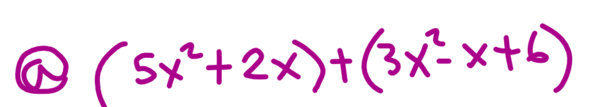 (5x^2+2x)+(3x^2-x+6)