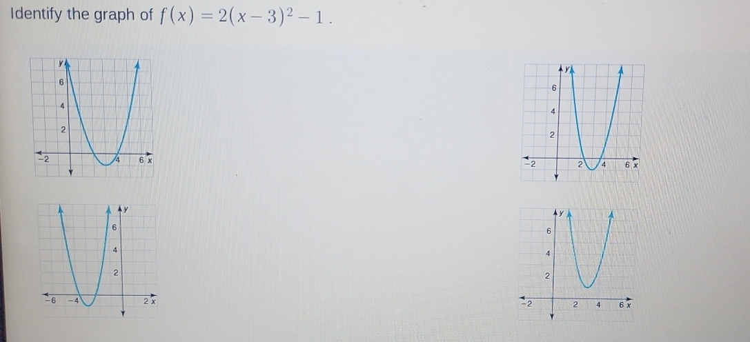 Identify the graph of f(x)=2(x-3)^2-1.