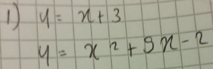 1 y=x+3
y=x^2+9x-2