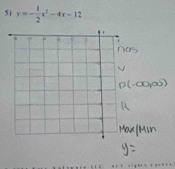 y=- 1/2 x^2-4x-12