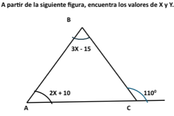 A partir de la siguiente figura, encuentra los valores de X y Y.