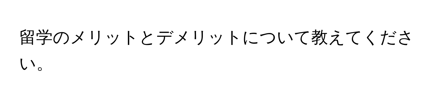 留学のメリットとデメリットについて教えてください。