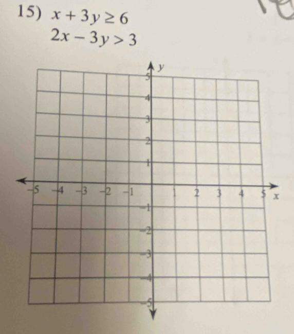 x+3y≥ 6
2x-3y>3