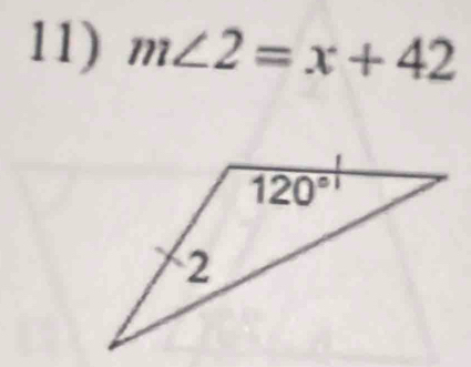 m∠ 2=x+42