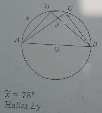 x=78°
Hallar ∠ y