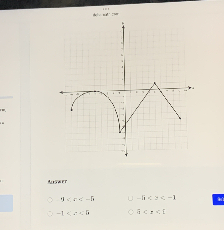 deltamath.com 
rm) 
a 
m 
Answer
-5
-9 Sul
-1
5