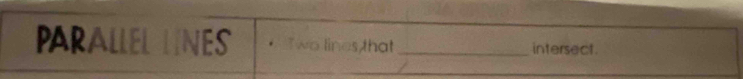 PARALLEL LNES . Two lines that _intersect.