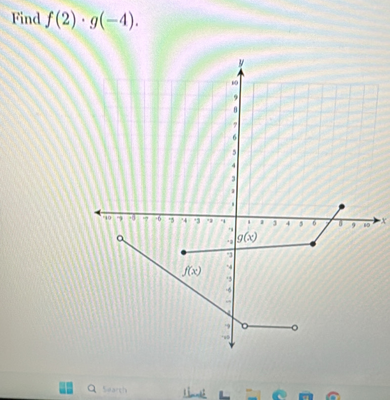 Find f(2)· g(-4).
x
Search