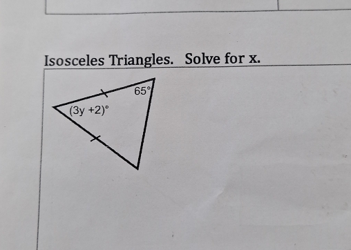 Isosceles Triangles. Solve for x.