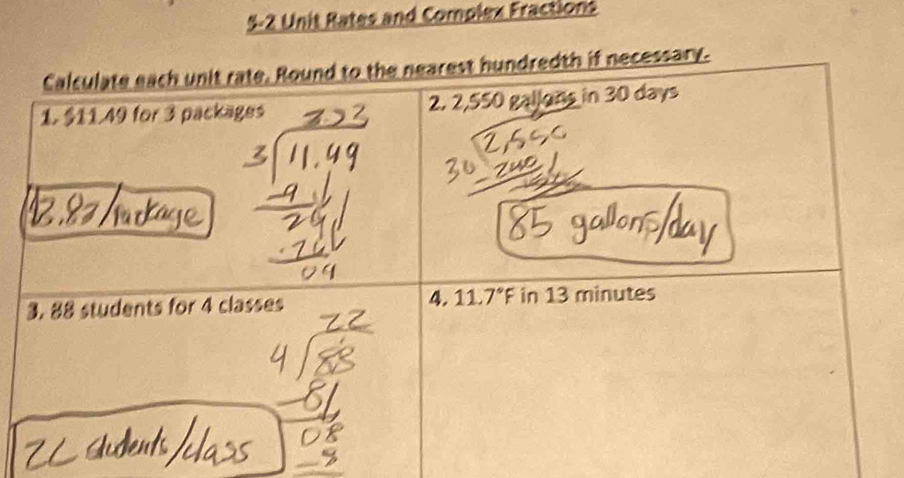 5-2 Unit Rates and Complex Fractions