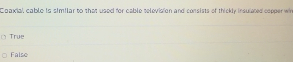 Solved: Coaxial cable is similar to that used for cable television and ...