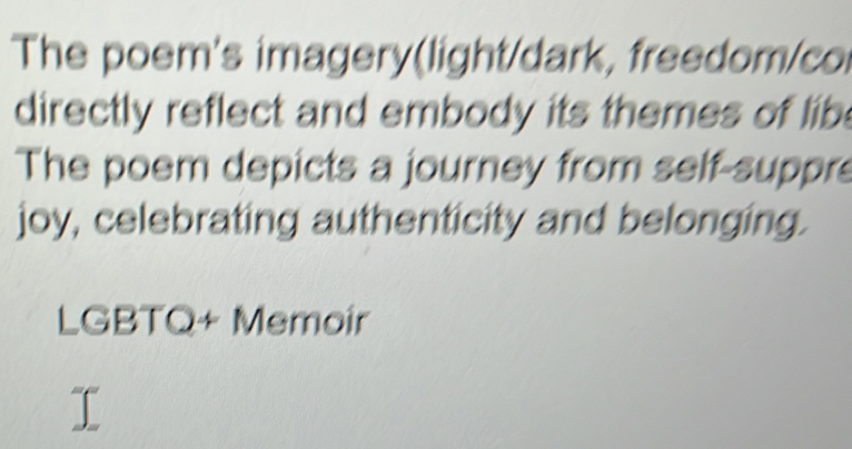 Solved: The poem's imagery(light/dark, freedom/co directly reflect and ...