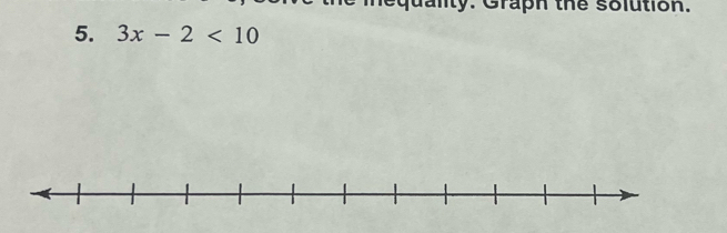 Graph the solution. 
5. 3x-2<10</tex>