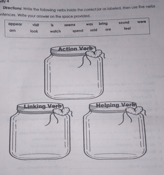 Solved: vity 4 DIrections: Write the following verbs inside the correct ...