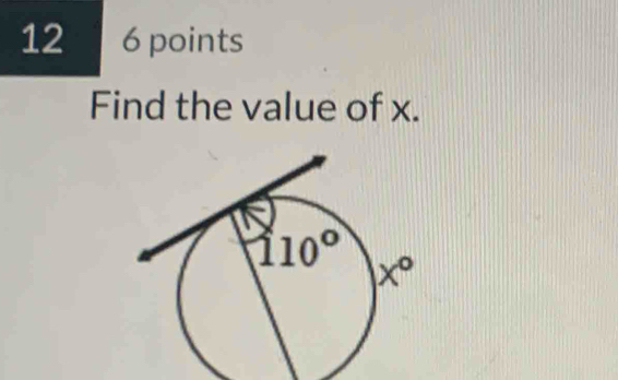 12 6 points
Find the value of x.