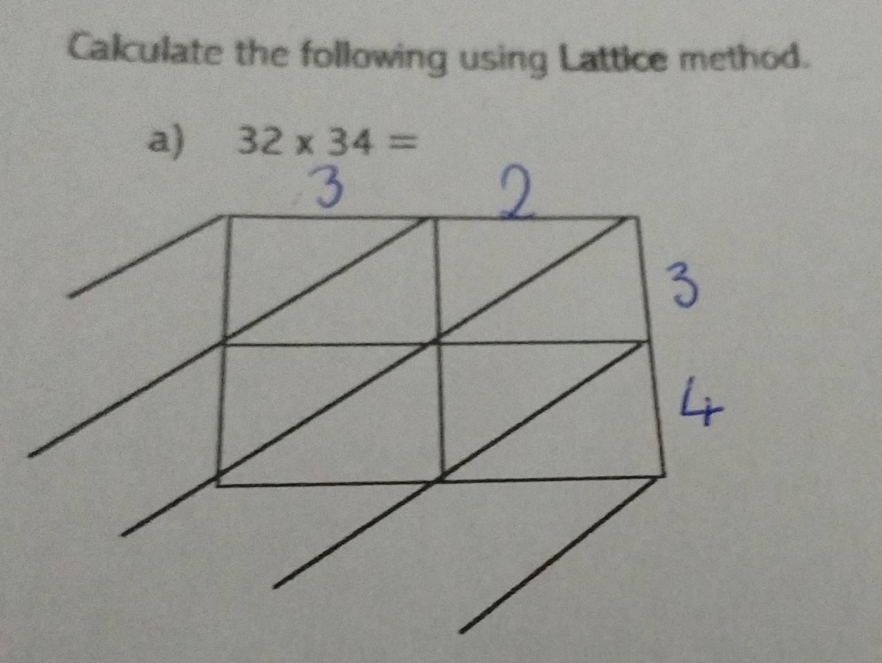 Calculate the following using Lattice method.