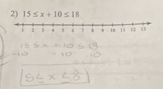 15≤ x+10≤ 18