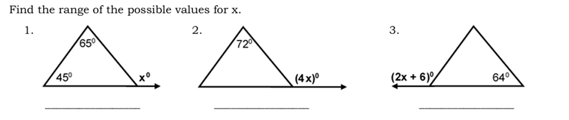 Find the range of the possible values for x.
1.
__
_