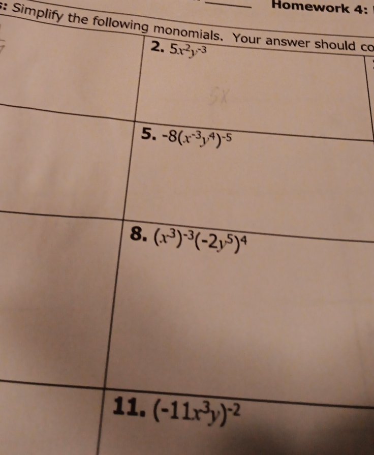 Homework 4:
s: Simplify the folld co