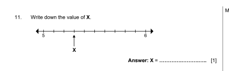 M
11. Write down the value of X. 
Answer: X= _ [1]