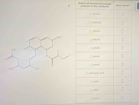 Select all functional groups How m