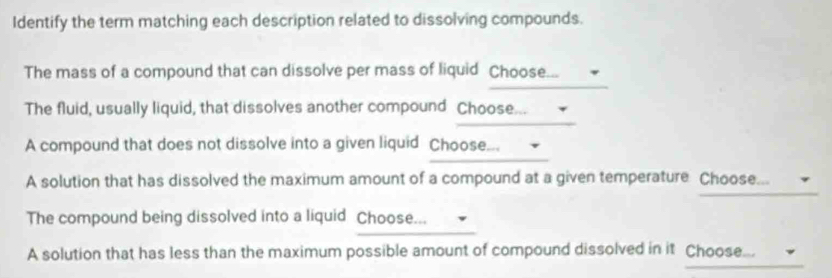 Solved: Identify the term matching each description related to ...