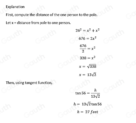 Solved: Two people decide to estimate the height of a flagpole. One ...