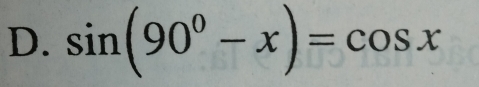 sin (90°-x)=cos x