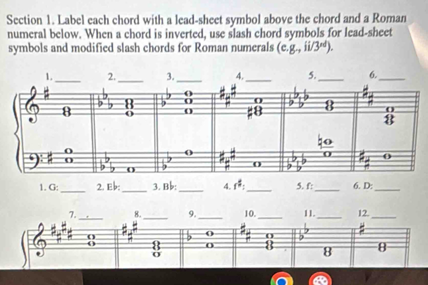 Solved: Label each chord with a lead-sheet symbol above the chord and a ...