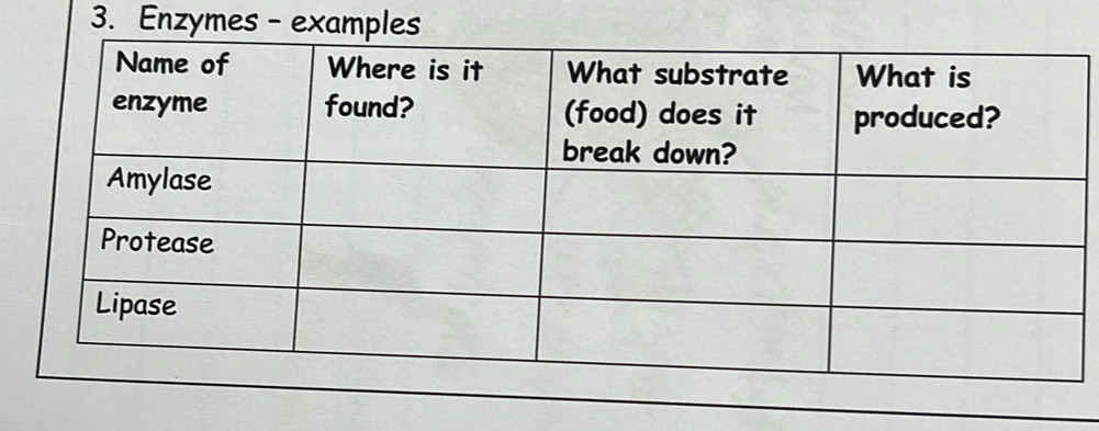 Enzymes- examples