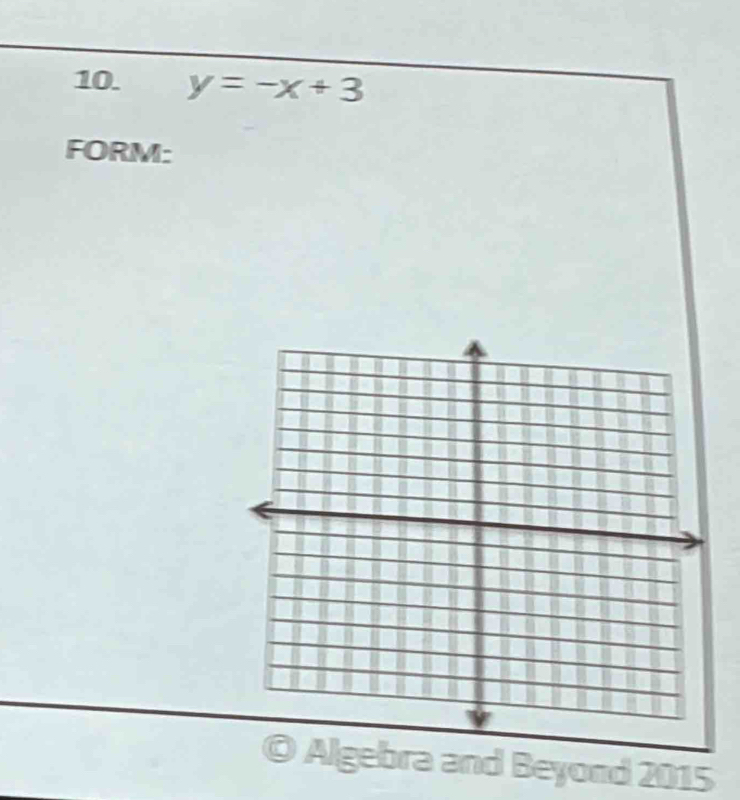 y=-x+3
FORM: 
Algebra and Beyond 2015