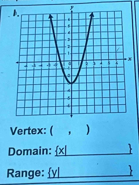 Vertex: ( , ) 
Domain:_ 

Range:_ 
、