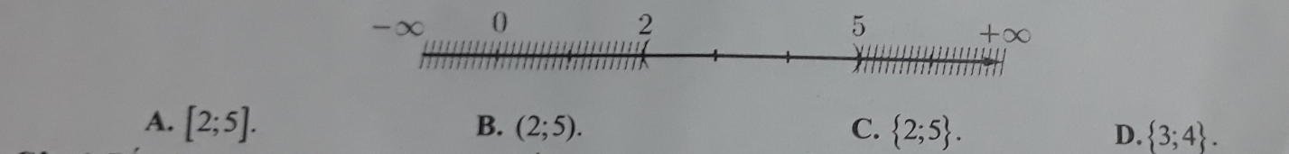 A. [2;5]. (2;5). C.  2;5. 
B.
D.  3;4.