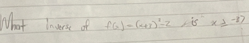 What Invers of f(x)=(x+3)^2-2 is x≥ -37