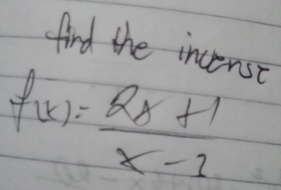 find the incerst
f(x)= (2x+1)/x-1 